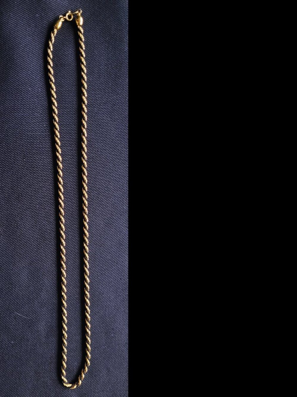 Vintage Signed Trifari 24" Gold Plated Twisted Rope Chain Necklace